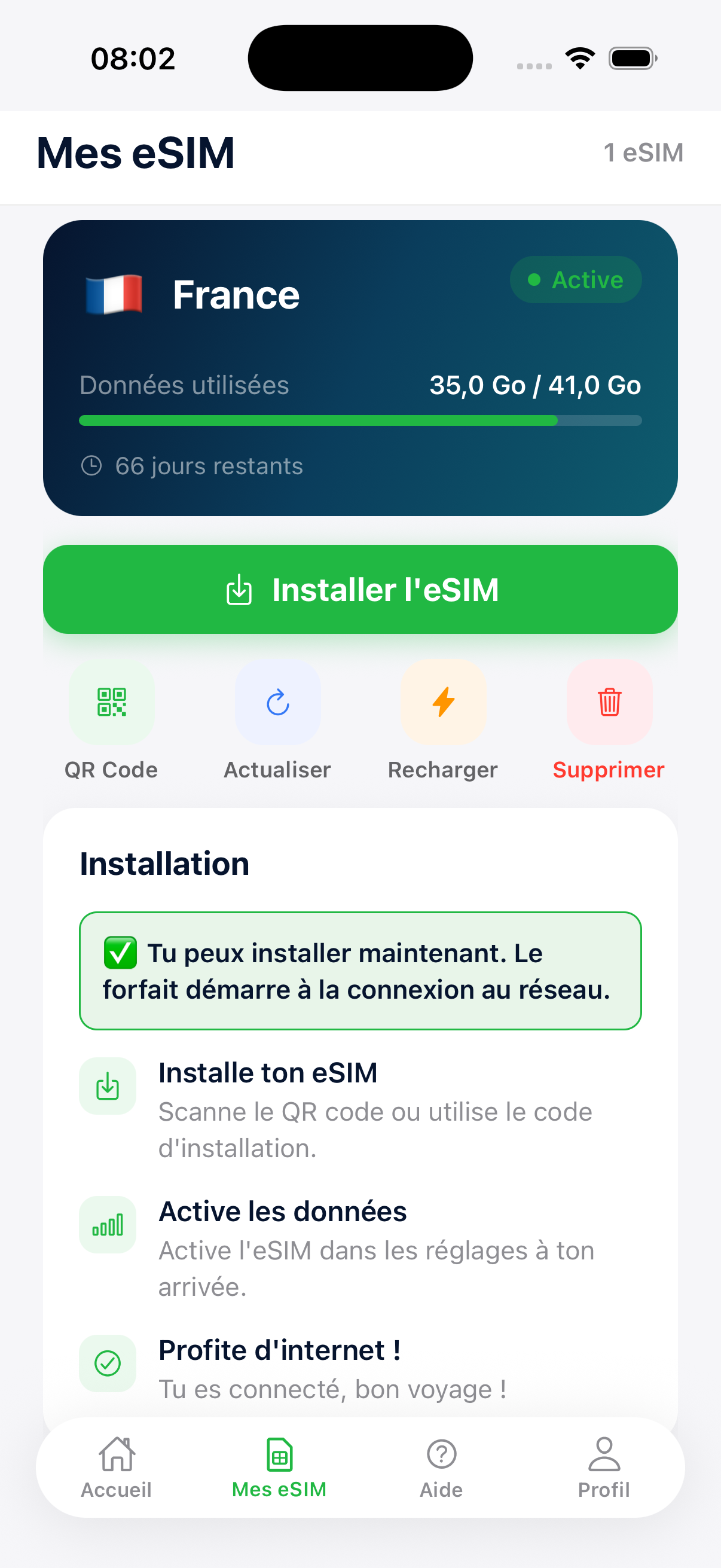 SimyGo - Mes eSIMs